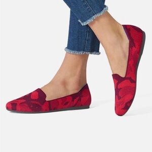 Rothy's Red Patterned Knit Slip-On Flats